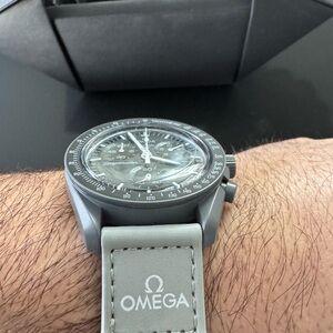 Omega Gray Watch with Black Dial